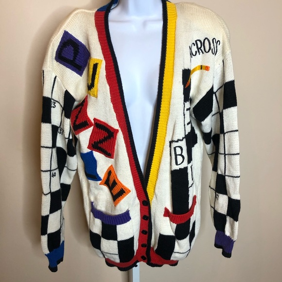 Vintage Diffusion Crossword Puzzle Sweater (S)